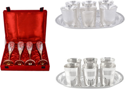

G S Museum Silver Plated Decorative Platter(Silver, Gold, Pack of 18)
