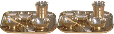 Dynore Pack of 12 Steel Bottom Brass Plating Dinner Set(Steel)