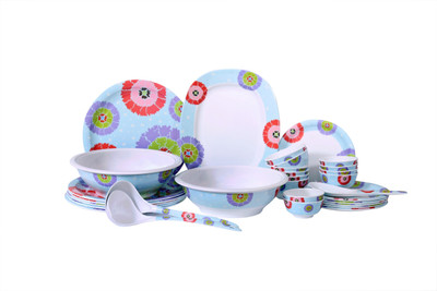 

Thaiware Carnation Petal Blue Pack of 32 Dinner Set(Melamine)