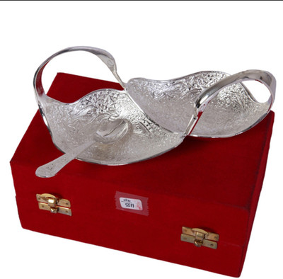 

India Shoppe Pack of 2 Dinner Set(Silver Plated)