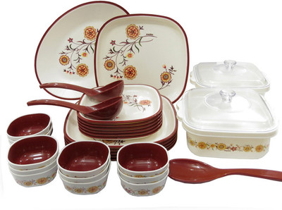 18% OFF on NAYASA Pack of 32 PP (Polypropylene) Dinner Set(Microwave Safe)