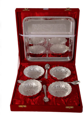 

India Shoppe Pack of 5 Dinner Set(Silver Plated)