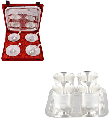 

G S Museum Silver Plated Decorative Platter(Silver, Pack of 14)