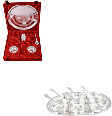 

G S Museum Silver Plated Decorative Platter(Silver, Pack of 18)