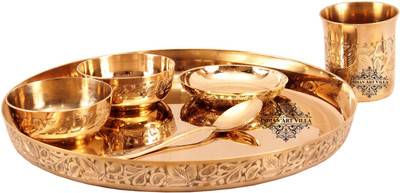 

IndianArtVilla Kansa Utensils Thali Pack of 6 Dinner Set(Bronze)