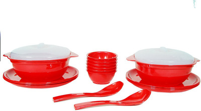 

Day 2 Day Forever Red Microwave Safe Dinner Set Pack of 18 Pack of 18 Dinner Set(Plastic)