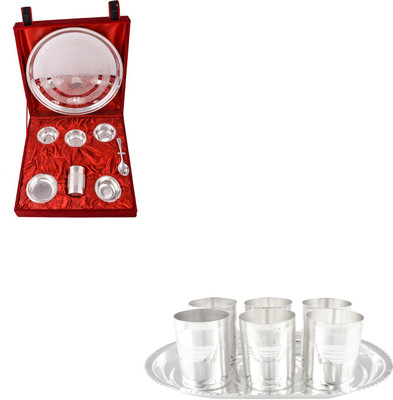 

G S Museum Silver Plated Decorative Platter(Silver, Pack of 15)