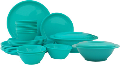 Incrizma Pack of 28 PP (Polypropylene) Dinner Set(Green, Microwave Safe)