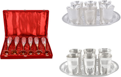 

G S Museum Silver Plated Decorative Platter(Silver, Gold, Pack of 20)