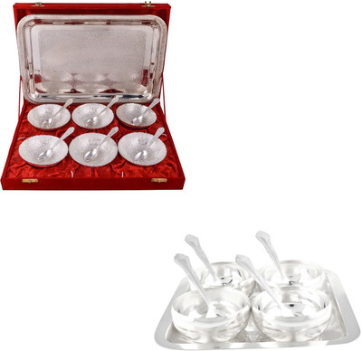 

G S Museum Silver Plated Decorative Platter(Silver, Pack of 22)