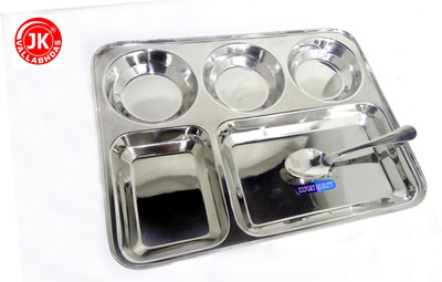 

Jk Vallabhdas Dinner Plate With 5 Partitions Dinner Set(Stainless Steel)
