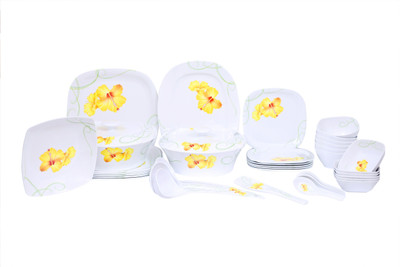 

Thaiware Yellow Hibiscus Pack of 40 Dinner Set(Melamine)
