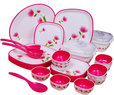 NAYASA Pack of 32 Plastic Dinner Set(Microwave Safe)