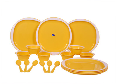 

RICHCRAFT INTERNATIONAL Dinner Set- Attractive Yellow Pack of 18 Dinner Set(Microfibre)