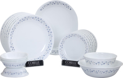 15% OFF on CORELLE Pack of 21 Glass Lilac Blush Dinner Set on