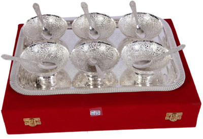 

India Shoppe Pack of 13 Dinner Set(Silver Plated)