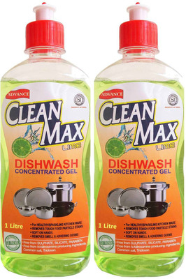 

Cleanmax 1L (Pack of 2) CONCENTRATED Dish Cleaning Gel(LIME, 1000 ml)