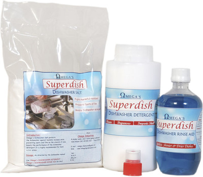 

Omega SUPERDISH- Powder 800 g + Rinse aid 500 ml + Salt 2 kgs Dishwashing Detergent(3.3 kg)
