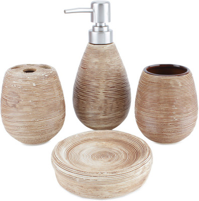 

Chrome Brown Texture Bone China Bathroom Set(Pack of 4)