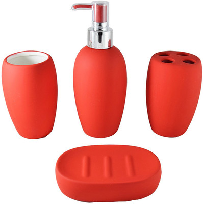 

Smiling Home Modern Cute Candy Red Porcelain Bathroom Set(Pack of 4)