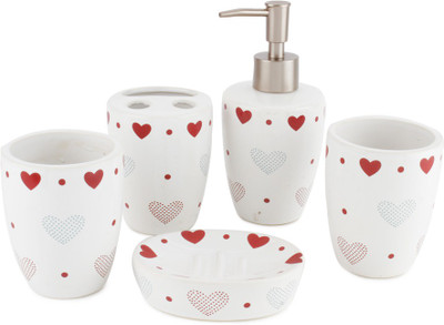 

Chrome Heart print white color Bone China Bathroom Set(Pack of 5)