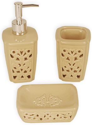 

Bianca Metal Bath Accessories for Bathroom Decore. (Set of 3) Ceramic Bathroom Set(Pack of 3)