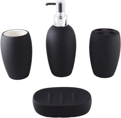 

Smiling Home Modern Stylish Candy Black Porcelain Bathroom Set(Pack of 4)