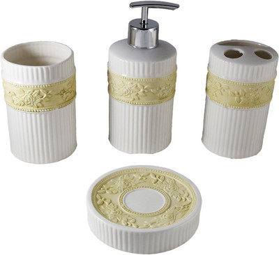 

Smiling Home Taj Collection Porcelain Bathroom Set(Pack of 4)