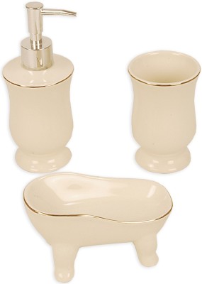 

Bianca Metal Bath Accessories for Bathroom Decore. (Set of 3) Ceramic Bathroom Set(Pack of 3)