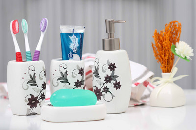 

Chrome Print Ceramic Bathroom Set(Pack of 4)