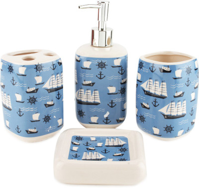 

Chrome Blue color Bone China Bathroom Set(Pack of 4)