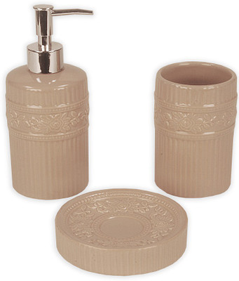

Bianca Metal Bath Accessories for Bathroom Decore. (Set of 3) Ceramic Bathroom Set(Pack of 3)