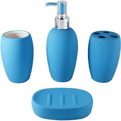 

Smiling Home Modern Cute Candy Blue Porcelain Bathroom Set(Pack of 4)