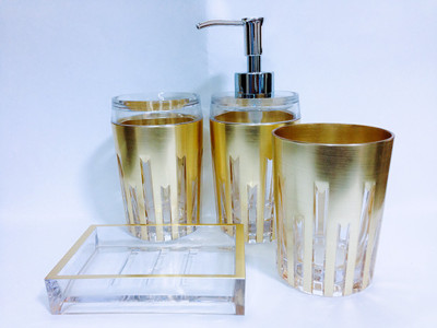 

Imported Gold Bathroom Accessory Set Plastic Bathroom Set(Pack of 4)