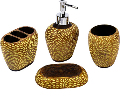 

Home Creations Wooden style bath set Marble Bathroom Set(Pack of 4)