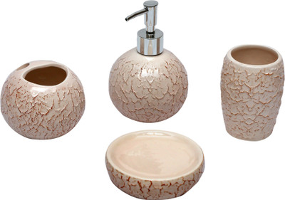 

Home Creations 4 pcs Bathroom set Ceramic Bathroom Set(Pack of 4)