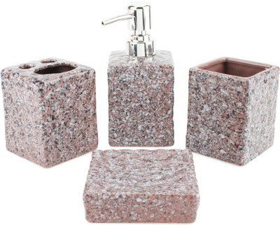 

Chrome Brown Texture Bone China Bathroom Set(Pack of 4)
