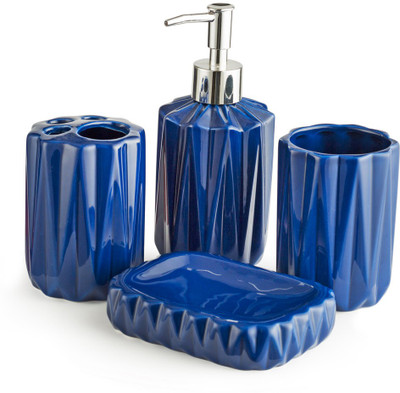 

Chumbak Royal Blue Bathware Set Ceramic, Plastic Bathroom Set(Pack of 4)
