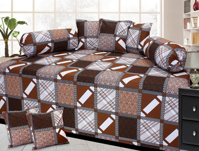

The Intellect Bazaar Cotton Geometric Diwan Set, Brown