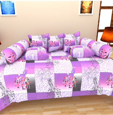

Bansal Yarn Cotton Floral Diwan Set, Purple