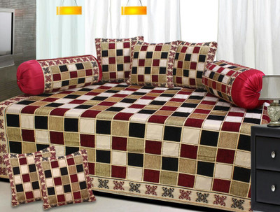 

PHome Decor Velvet Checkered Diwan Set, Multicolor
