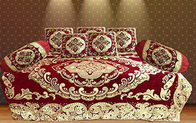

Skytex Chenille Abstract Diwan Set, Multi