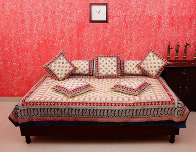 

Halowishes Cotton Abstract Diwan Set, Multicolor