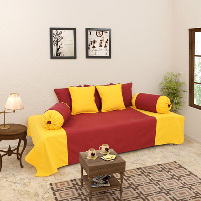 

Soumya Furnishings Cotton Plain Diwan Set, Multi