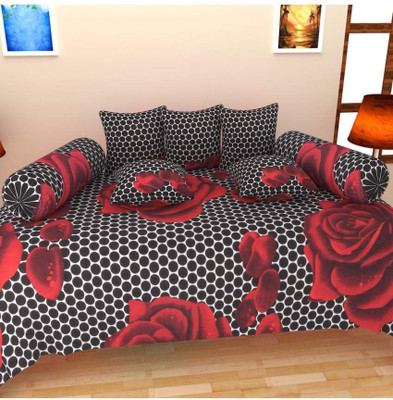 

Aashiyana Sajona Cotton Geometric, Floral Diwan Set, Black;red