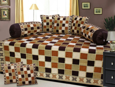 

ABhomedecor Chenille Abstract Diwan Set, Multicolor