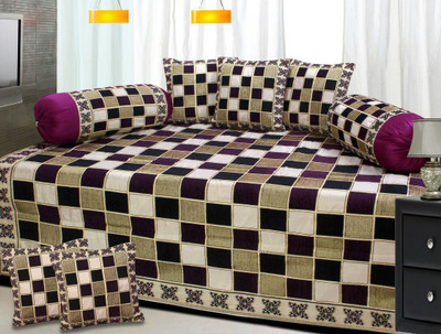 

PHome Decor Velvet Checkered Diwan Set, Multicolor