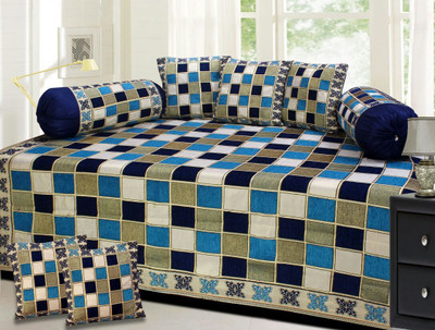 

PHome Decor Velvet Checkered Diwan Set, Multicolor
