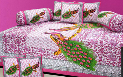 

Red Bear Cotton Floral Diwan Set, Multicolor