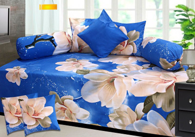 

AJ Interior Polycotton Floral Diwan Set, Blue